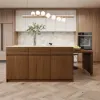 205 - 270 cm Extendable Matte Sintered Stone Kitchen Island with Storage, Walnut