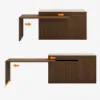 205 - 270 cm Extendable Matte Sintered Stone Kitchen Island with Storage, Walnut