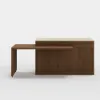 205 - 270 cm Extendable Matte Sintered Stone Kitchen Island with Storage, Walnut