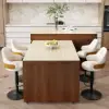 Modern 205 - 285 cm Extendable Matte Sintered Stone Kitchen Island with Storage, Walnut