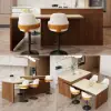 Modern 205 - 285 cm Extendable Matte Sintered Stone Kitchen Island with Storage, Walnut