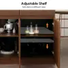 Modern 205 - 285 cm Extendable Matte Sintered Stone Kitchen Island with Storage, Walnut