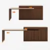 Modern 205 - 285 cm Extendable Matte Sintered Stone Kitchen Island with Storage, Walnut