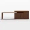 Modern 205 - 285 cm Extendable Matte Sintered Stone Kitchen Island with Storage, Walnut