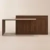 Modern 205 - 285 cm Extendable Matte Sintered Stone Kitchen Island with Storage, Walnut
