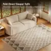 80" Queen 3-Seater Chenille Fold-Down Sleeper Sofa with Removable Cover