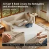 80" Queen 3-Seater Chenille Fold-Down Sleeper Sofa with Removable Cover