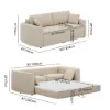 80" Queen 3-Seater Chenille Fold-Down Sleeper Sofa with Removable Cover