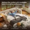 80" Queen 3-Seater Chenille Fold-Down Sleeper Sofa with Removable Cover