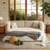 80" Queen 3-Seater Chenille Fold-Down Sleeper Sofa with Removable Cover