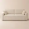 80" Queen 3-Seater Chenille Fold-Down Sleeper Sofa with Removable Cover