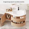 35" Floating Single Curved Bathroom Vanity with Sink & Storage, Set of 2 – Natural – AUD-H2614