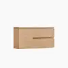 35" Floating Single Curved Bathroom Vanity with Sink & Storage, Set of 2 – Natural – AUD-H2614