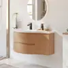 Picture of 35" Floating Single Curved Bathroom Vanity with Sink & Storage, Set of 2 – Natural – AUD-H2615