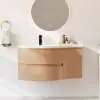 Picture of 35" Floating Single Curved Bathroom Vanity with Sink & Storage, Set of 2 – Natural – AUD-H2615