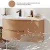 Picture of 35" Floating Single Curved Bathroom Vanity with Sink & Storage, Set of 2 – Natural – AUD-H2615