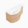 Picture of 35" Floating Single Curved Bathroom Vanity with Sink & Storage, Set of 2 – Natural – AUD-H2615