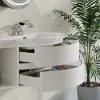 35" Floating Single Curved Bathroom Vanity with Sink & Storage, Set of 2 – White