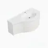 35" Floating Single Curved Bathroom Vanity with Sink & Storage, Set of 2 – White