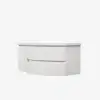 35" Floating Single Curved Bathroom Vanity with Sink & Storage, Set of 2 – White