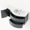 35" Floating Single Curved Bathroom Vanity with Sink & Storage, Set of 2 – Grey