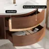 35" Floating Single Curved Bathroom Vanity with Sink & Storage, Set of 2 – Walnut