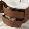 35" Floating Single Curved Bathroom Vanity with Sink & Storage, Set of 2 – Walnut