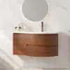 35" Floating Single Curved Bathroom Vanity with Sink & Storage, Set of 2 – Walnut