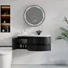 35" Floating Single Curved Bathroom Vanity with Sink & Storage, Set of 2 – Black