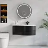 35" Floating Single Curved Bathroom Vanity with Sink & Storage, Set of 2 – Black