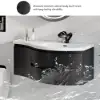 35" Floating Single Curved Bathroom Vanity with Sink & Storage, Set of 2 – Black