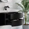 35" Floating Single Curved Bathroom Vanity with Sink & Storage, Set of 2 – Black