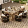 Wevara Walnut-Finished Aluminium Slatted Outdoor Dining Table