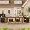 Wevara Walnut-Finished Aluminium Slatted Outdoor Dining Table