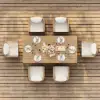Wevara Walnut-Finished Aluminium Slatted Outdoor Dining Table