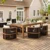 Wevara Walnut-Finished Aluminium Slatted Outdoor Dining Table