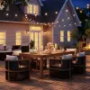 Wevara Walnut-Finished Aluminium Slatted Outdoor Dining Table