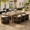 Wevara 220 cm Walnut-Finished Aluminium Slatted Outdoor Dining Table