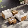 Resaro Teak Wood Deep-Seat 2-Seater Outdoor Sofa Warm White