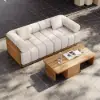 Resaro Teak Wood Deep-Seat 2-Seater Outdoor Sofa Warm White