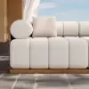 Resaro Teak Wood Deep-Seat 2-Seater Outdoor Sofa Warm White