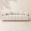 Resaro Teak Wood Deep-Seat 2-Seater Outdoor Sofa Warm White