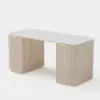 Modern Wash White Rectangle Desk & Reclining Leather Office Desk Chair (63.8")