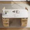 Picture of Modern White Ash Wood Rectangle Desk & Reclining Leather Office Chair (63.8")