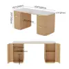 Picture of Modern White Ash Wood Rectangle Desk & Reclining Leather Office Chair (63.8")