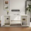 Modern White Ash Wood Rectangular Desk & Reclining Leather Office Desk Chair (63.8")