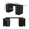 Modern Black Wood Rectangle Desk & Reclining Leather Office Desk Chair (63.8")