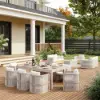 Wevara 2 Pieces Modern Aluminium & Ropes Outdoor Dining Chair Set in Sand & Oatmeal