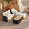 Picture of Costra Woven Outdoor Sectional Sofa Set with Adjustable Reclining Chaise and Coffee Table Black