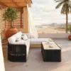 Picture of Costra Woven Outdoor Sectional Sofa Set with Adjustable Reclining Chaise and Coffee Table Black